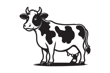 Simple cow black and white silhouette vector