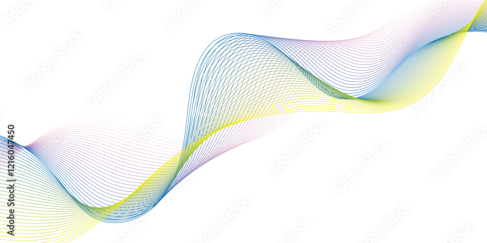 Fototapete wave flowing liquid line abstract background. black and white vector design 3d lines in perspective,