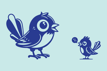Blue bird talking concept background. Bird singing vector.