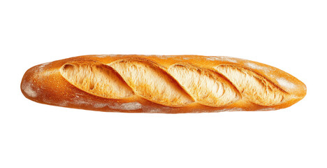 One baguette isolated on transparent background, top view