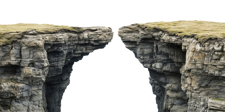 Two cliffs with a gap isolated on transparent background