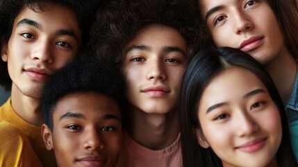 Obraz premium Diverse Group of Young Adults Smiling Together in Natural Light