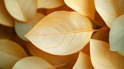 Golden Leaves Detailed Veins Nature Photography