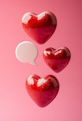 Fototapeta premium Red hearts pattern on white and red backgrounds celebrating love and romance