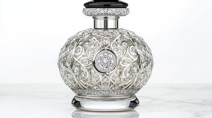 Luxurious diamond perfume bottle studio shot