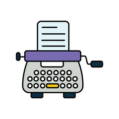 Typewriter color line icon with white background vector stock illustration