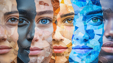 A mosaic of faces from different ethnic backgrounds