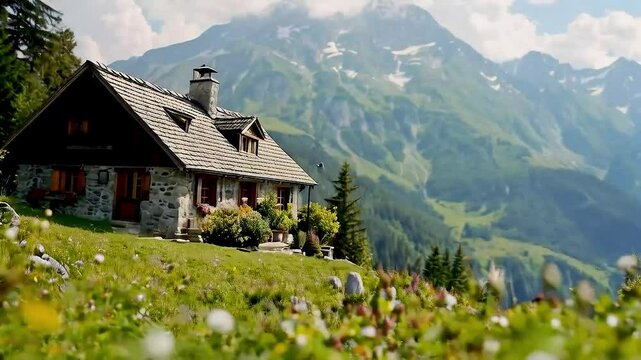 a chalet in the mountains