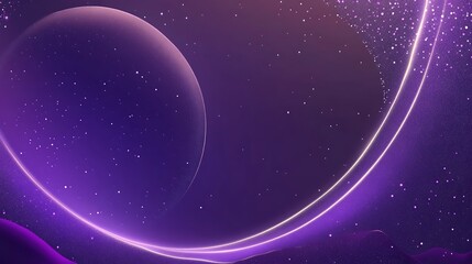 Obraz premium Abstract Cosmic Purple Nebula with Glowing Lines and Stars