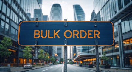 Obraz premium bulk order text on road sign in middle of modern business city background