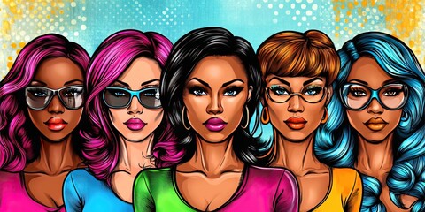 Brightly colored representations of diverse women symbolize strength and unity in celebration of Women's Day on March 8, conveying messages of empowerment and recognition