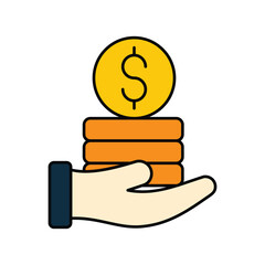 Financial  color line icon with white background vector stock illustration