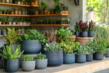 A trendy garden store with a collection of unique planters, each one adding a touch of style and greenery to any space