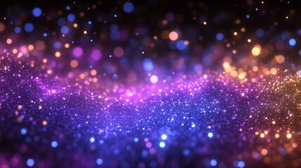 Abstract Glittering Lightscape Purple Blue Gold Hues