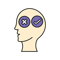 Decision  color line icon with white background vector stock illustration