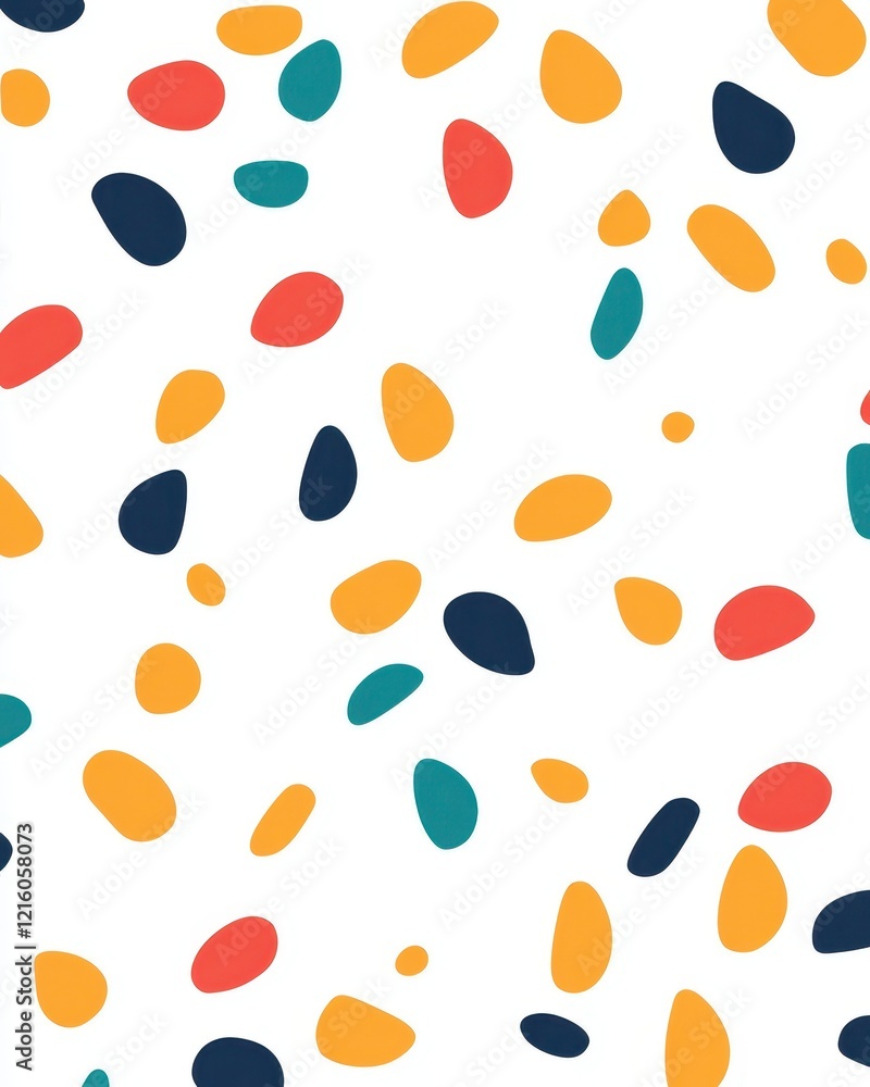 Poster abstract colorful pebble pattern design: vibrant and playful scattered shapes background