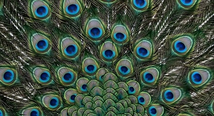 Obraz premium Stunning Peacock Feather Texture Image Green Blue Iridescent