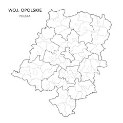 Administrative Map of the Opole Voivodeship (Opolskie) with Municipality Areas (Obszary Gmin), Municipalities (Gminy), and Counties (Powiaty) Subdivisions as of 2025 - Poland (Polska) - Vector Map