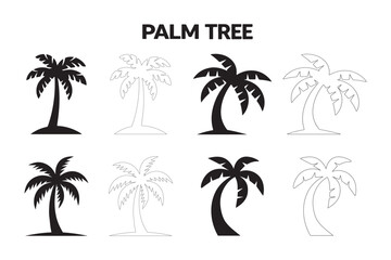 Palm tree silhouette vector art on white background