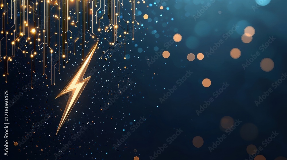 Poster lightning bolt symbol a lightning bolt symbol integrated with a circuit board design, representing t
