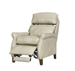 White leather armchair sofa cushion + clipping path. 
The chair is isolated on a White background.