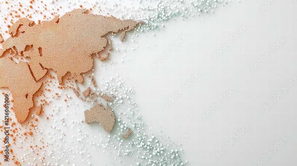 Aufkleber dotted world map a world map composed of thousands of tiny dots, representing global data points, po