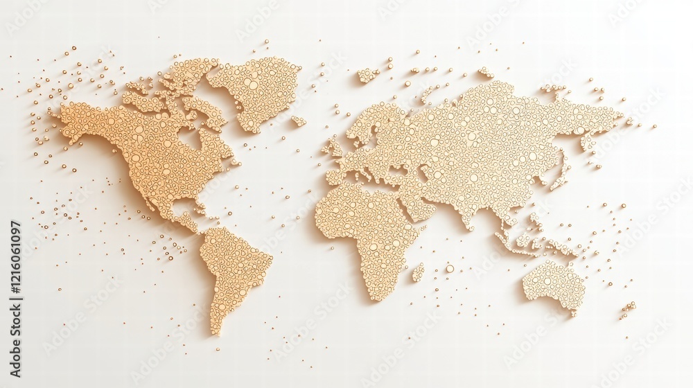 Aufkleber dotted world map a dotted world map with interactive features, allowing users to explore data points