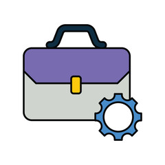 Suitcase color line icon with white background vector stock illustration
