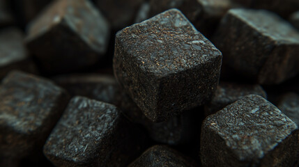 A close-up of biofuel pellets