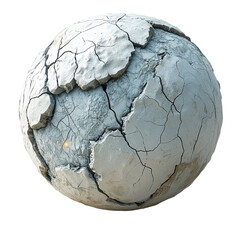 A cracked, textured sphere resembling an arid planet or surface.