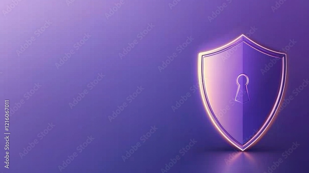 Poster cyber lock and shield icon a metallic lock icon with a glowing shield, symbolizing data protection, 