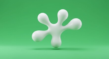 Obraz premium Abstract White 3D Shape Green Background Modern Design Minimalist Organic Form Blob Fluid Smooth