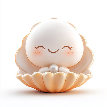 kawaii seashell cute character design on white background