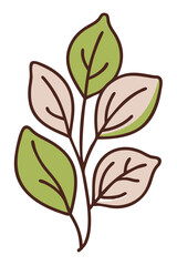 Trendy floral branch and minimalist flowers for logo or decorations. Hand drawn line wedding herb, elegant leaves for invitation save the date card. Botanical rustic trendy greenery