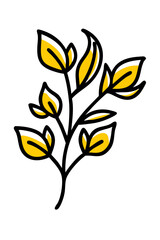 Trendy floral branch and minimalist flowers for logo or decorations. Hand drawn line wedding herb, elegant leaves for invitation save the date card. Botanical rustic trendy greenery