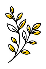 Trendy floral branch and minimalist flowers for logo or decorations. Hand drawn line wedding herb, elegant leaves for invitation save the date card. Botanical rustic trendy greenery