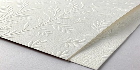 Elegant off-white embossed stationery featuring a delicate leaf pattern ideal for formal correspondence or invitations.