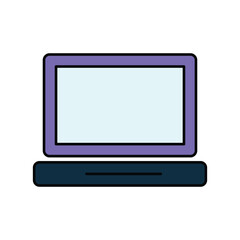 Laptop  color line icon with white background vector stock illustration