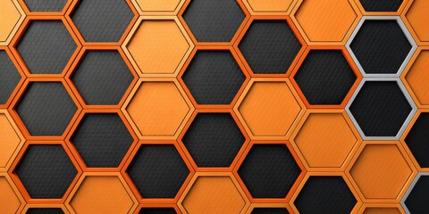 Obraz premium Abstract Hexagonal Pattern with Orange and Black Hues