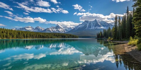 Serene mountain lake reflecting a stunning sky and snow-capped peaks