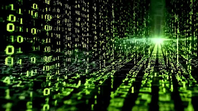 binary code  and  a bright light