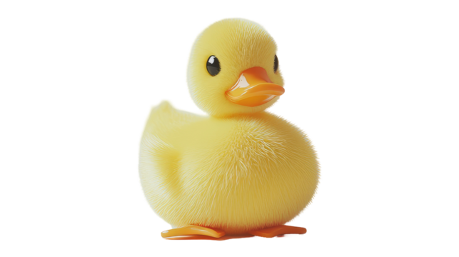 Yellow rubber duck with transparent PNG background