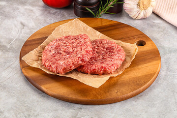 Raw round beef cutlet minced meat
