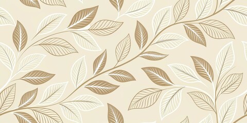Elegant beige and brown leaf pattern design for textile, wallpaper, and surface decoration