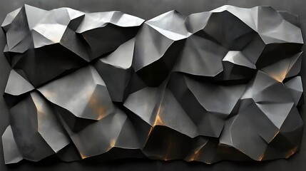 Obraz premium Abstract Dark Grey Geometric Rock Formation Wall Art