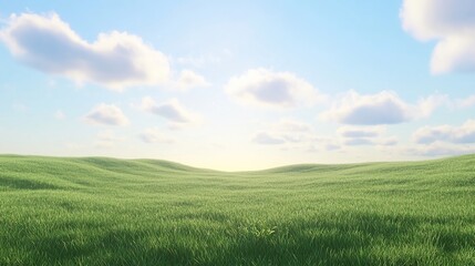 Obraz premium Sunny day, rolling green hills and fluffy clouds.