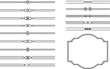 黒い装飾の線フレーム背景素材のセット