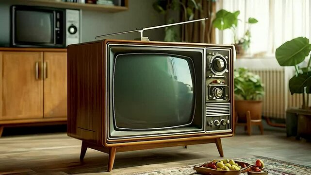 an old TV  and  a microwave