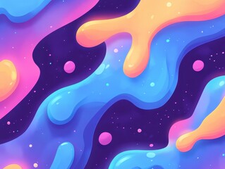 Abstract Colorful Liquid Galaxy: Vibrant Swirls of Neon Hues in a Cosmic Background