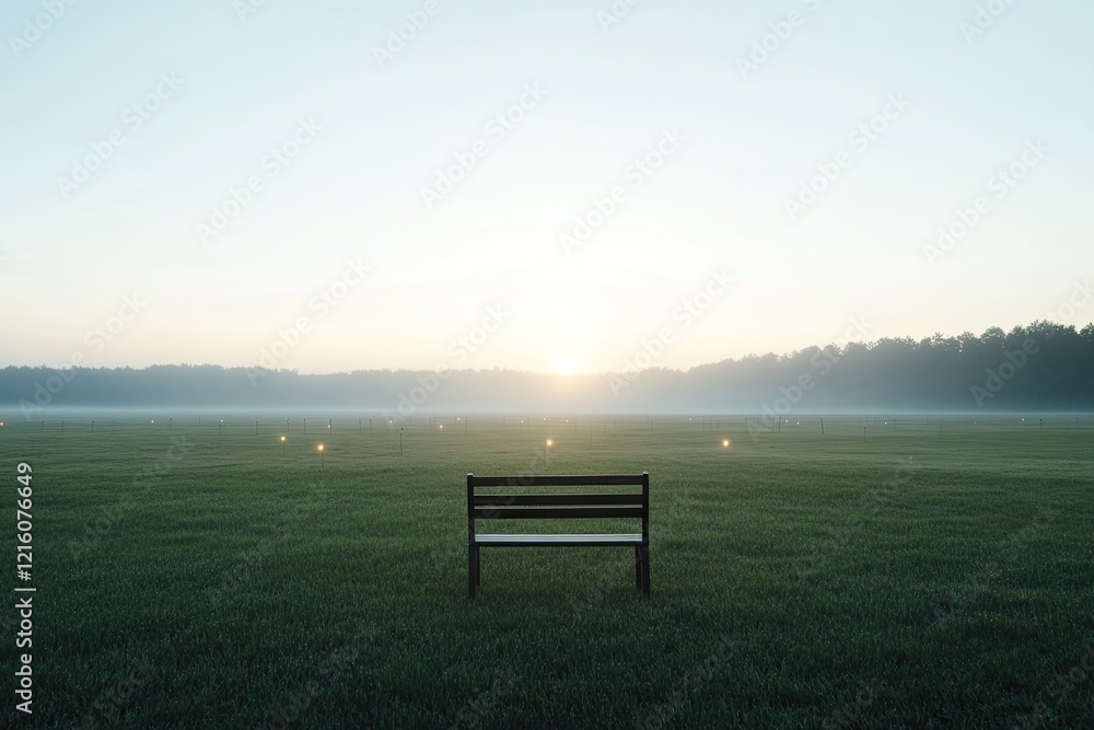 Poster serene view of empty archery range at sunrise targets glowing under soft morning light with generous
